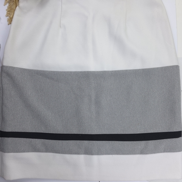 Sandra Darren Elegant Off White and Gray Striped Dress Sz 10 - Picture 4 of 12